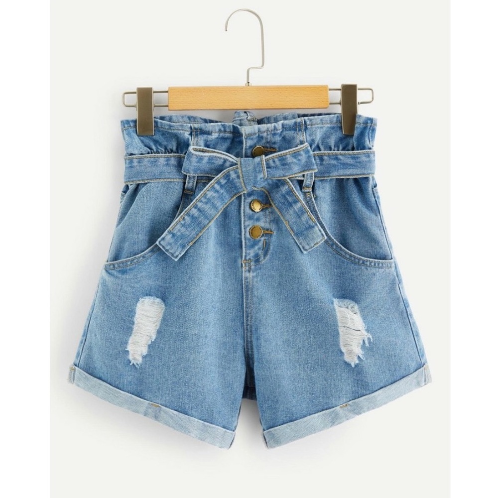 High waisted denim shorts